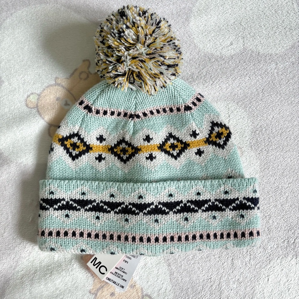 NEW Aritzia Main Character Mint Pompom Beanie